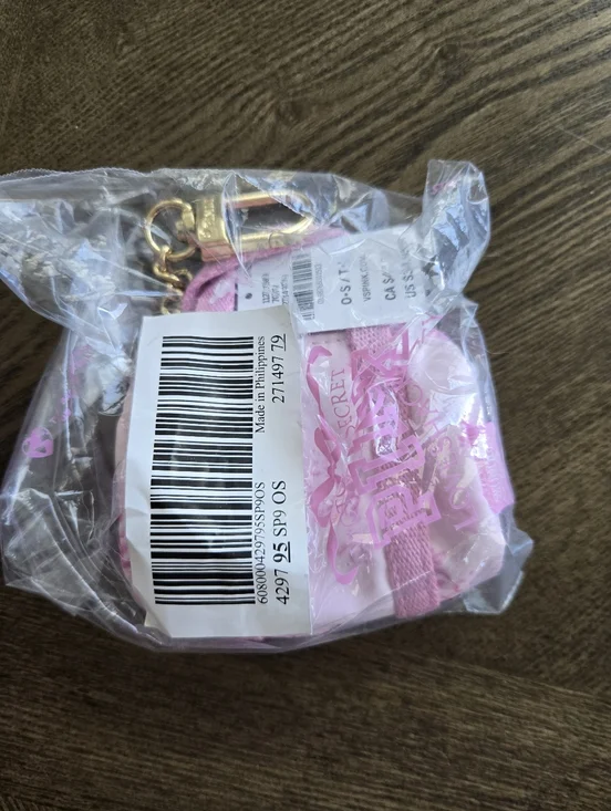 PINK x LoveShackFancy NWT Mini Duffle Keychain Charm in beaux icons color - Picture 3 of 3